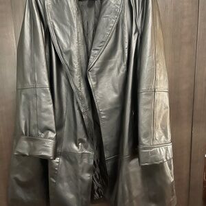 Woman Within Black Leather Jacket Classic Blazer Style